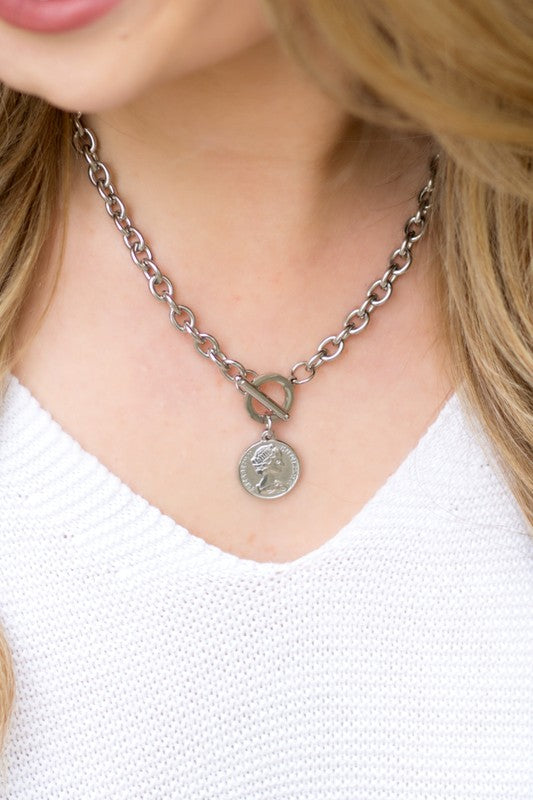 Aili's Corner Coin Accent Chain Necklace