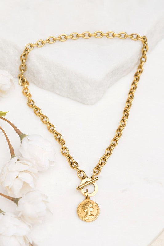 Aili's Corner Coin Accent Chain Necklace