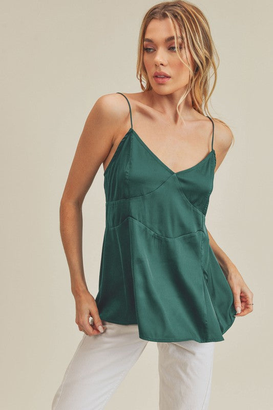 Aemi + Co Moon Elegant V-Neck Peplum Cami Top