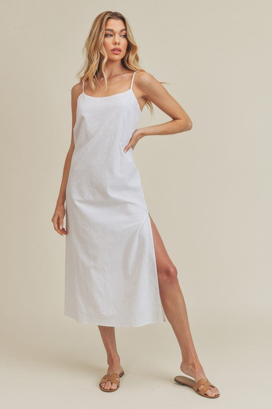 Aemi + Co LISA Sleeveless Linen Slit Midi DRESS