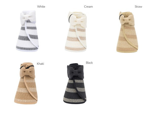 Aili's Corner Marled Stripe Roll up Bow Visor