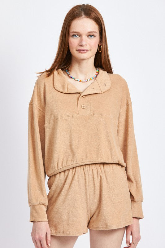 Emory Park BUTTON UP COLLARED TOP