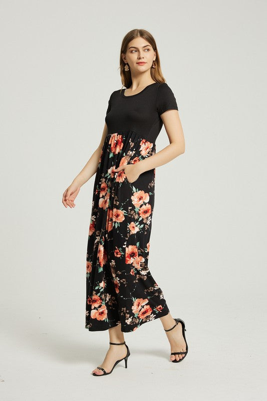 Annva USA Womens Summer Casual Floral Maxi Dress With Pocket