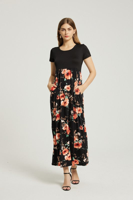 Annva USA Womens Summer Casual Floral Maxi Dress With Pocket