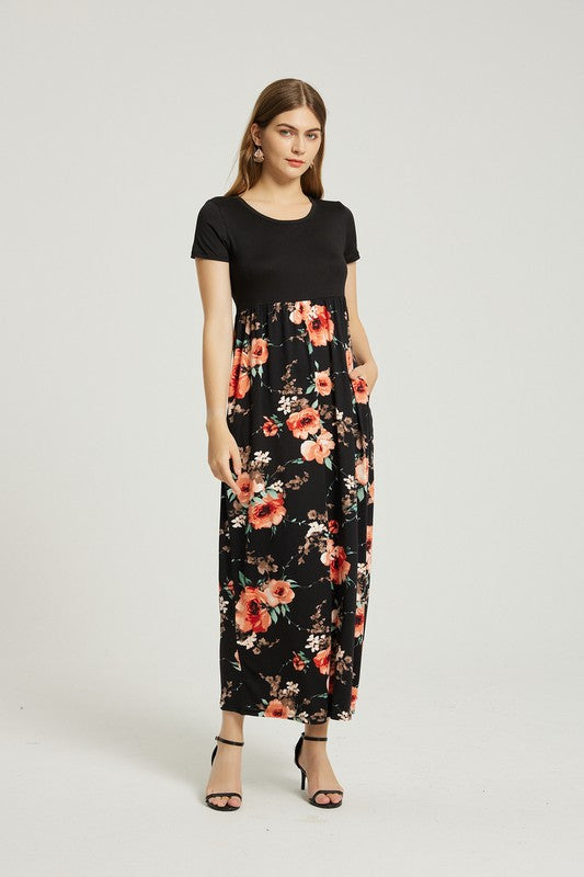Annva USA Womens Summer Casual Floral Maxi Dress With Pocket