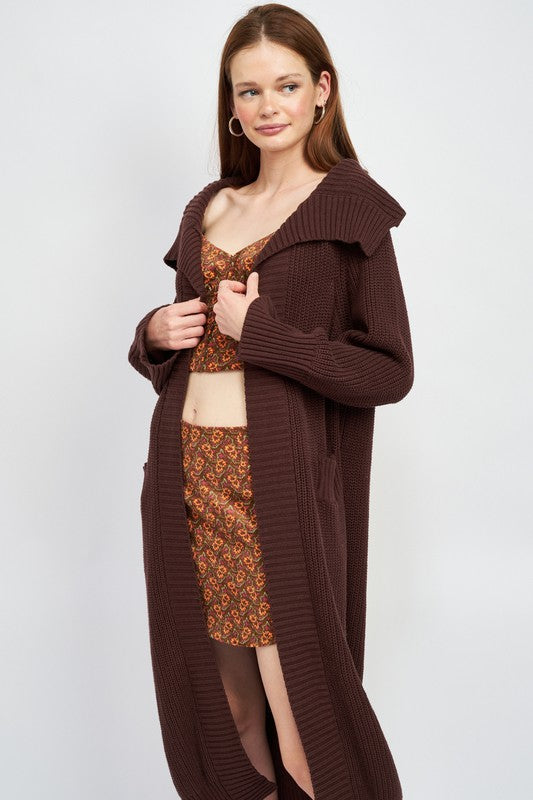 Emory Park LAPEL COLLAR MAXI CARDIGAN