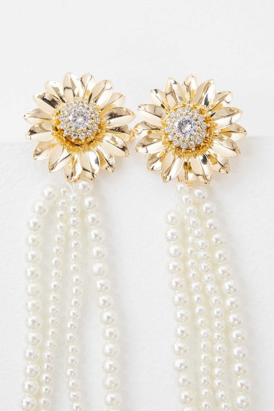 Lovoda Dandelion Pearl Drop Earrings