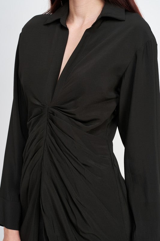 Emory Park RUCHED MINI SHIRT DRESS