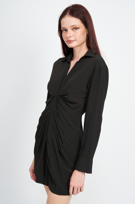 Emory Park RUCHED MINI SHIRT DRESS