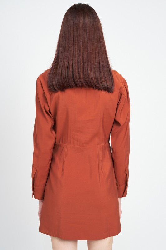 Emory Park RUCHED MINI SHIRT DRESS