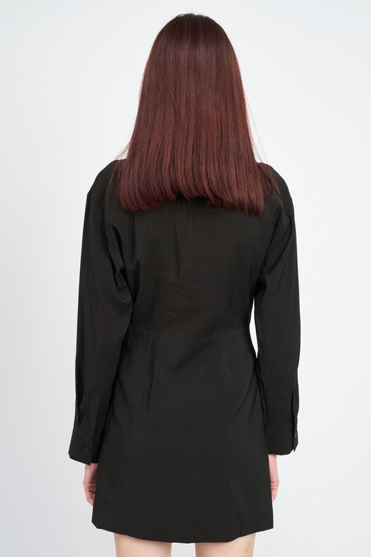 Emory Park RUCHED MINI SHIRT DRESS