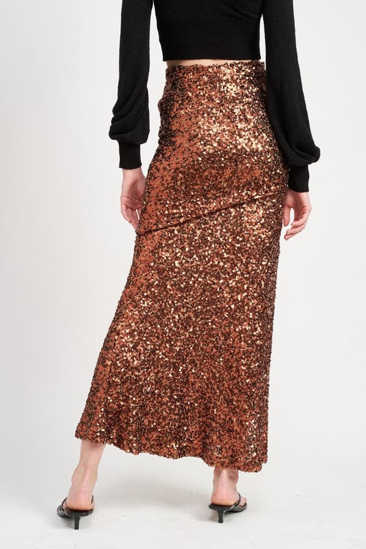 Emory Park SEQUINED HIGH WAIST MAXI SKIRT