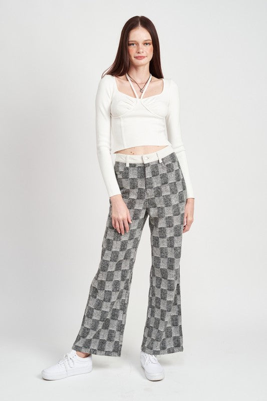 Emory Park Contemporary LONG SLEEVE BUSTIER STYLE CROP TOP