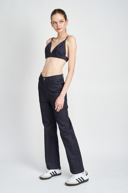 Emory Park DENIM BUSTIER TOP