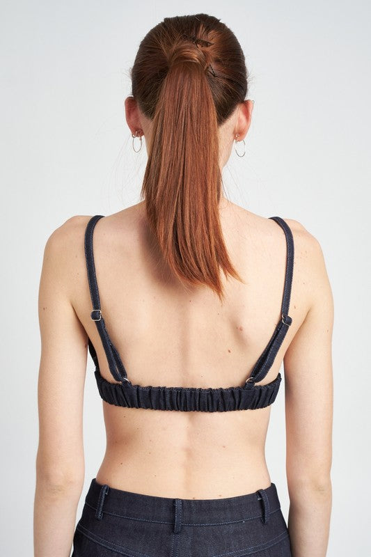 Emory Park DENIM BUSTIER TOP