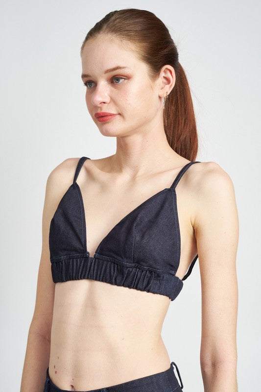 Emory Park DENIM BUSTIER TOP