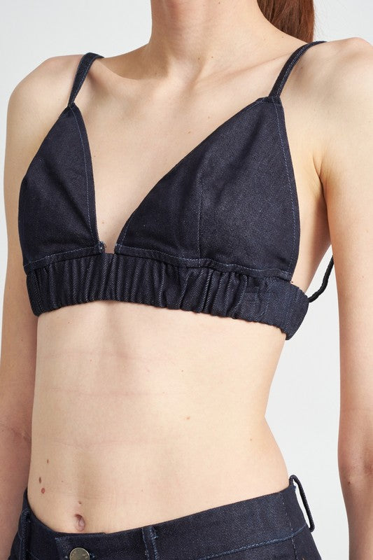 Emory Park DENIM BUSTIER TOP