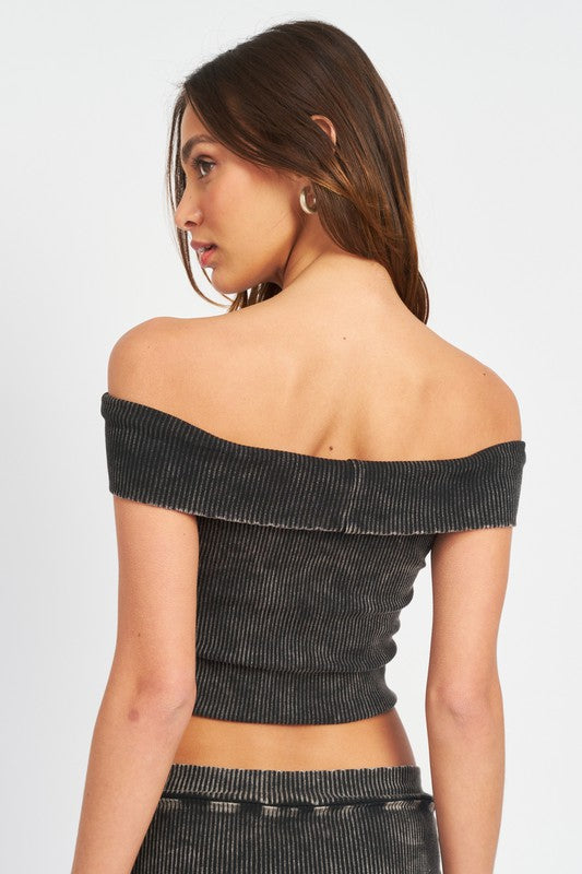 Emory Park GARMENT DYE STRAPLESS CROP TOP