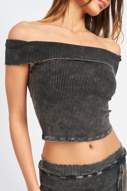 Emory Park GARMENT DYE STRAPLESS CROP TOP