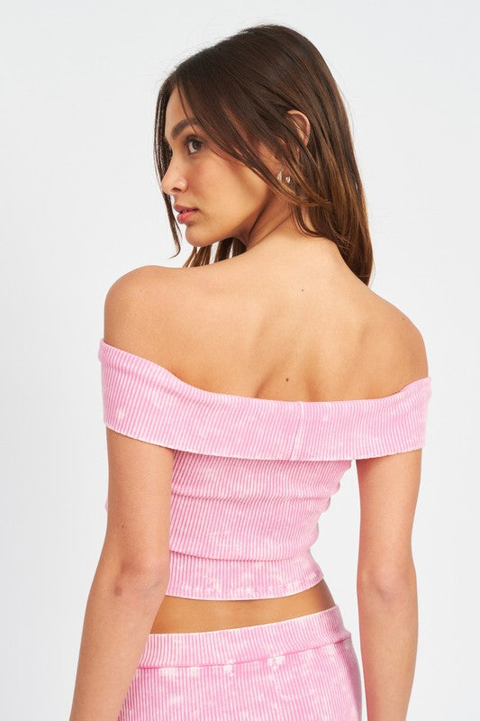 Emory Park GARMENT DYE STRAPLESS CROP TOP