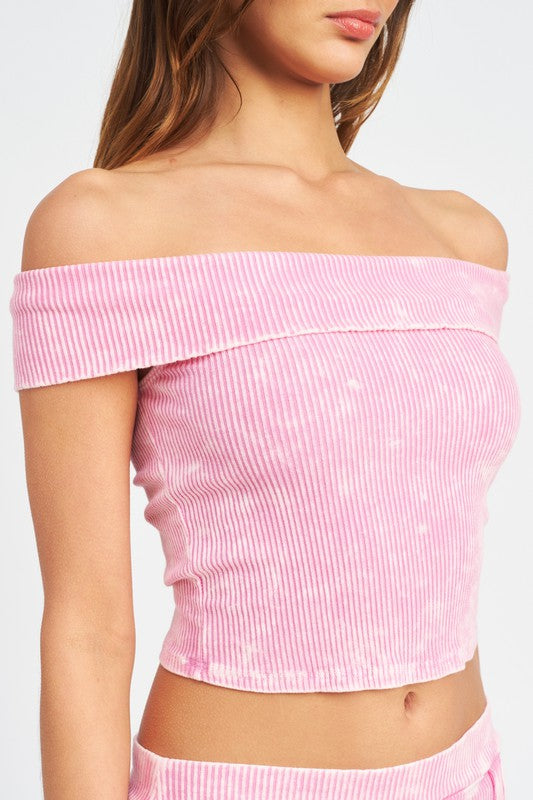 Emory Park GARMENT DYE STRAPLESS CROP TOP