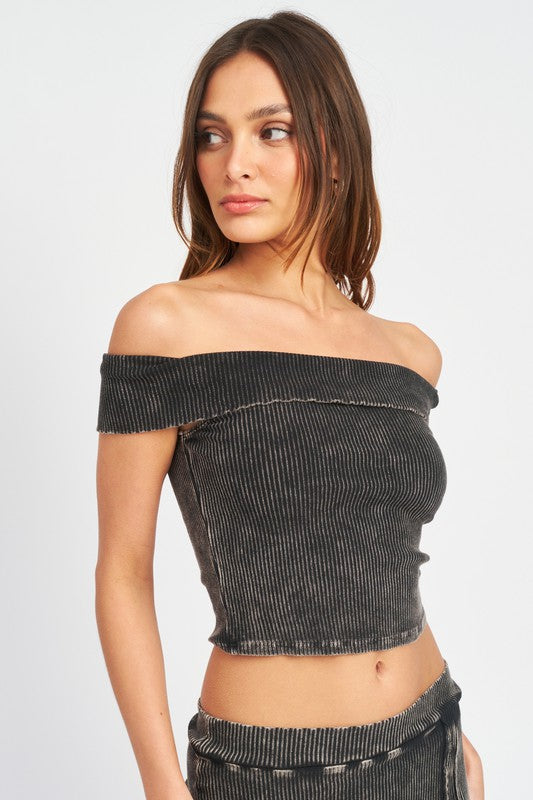 Emory Park GARMENT DYE STRAPLESS CROP TOP