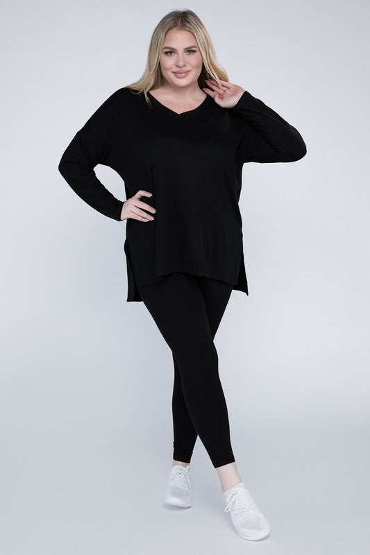 ZENANA Plus Brushed DTY Microfiber Loungewear Set