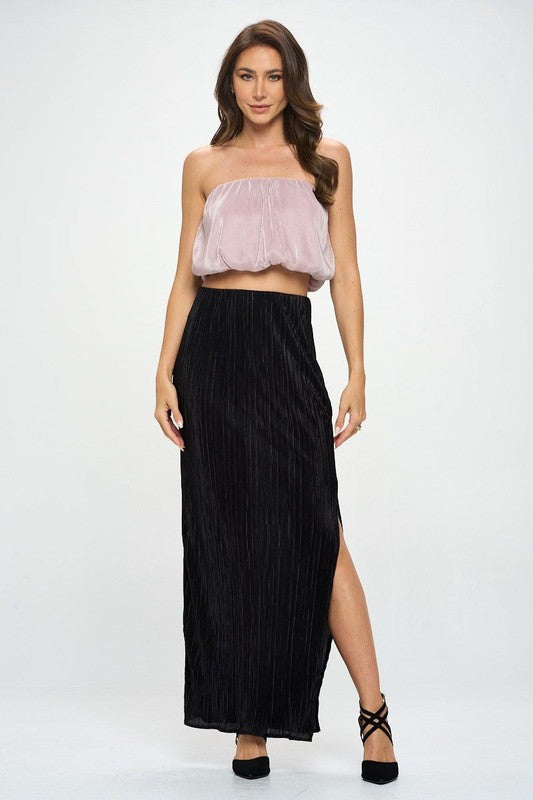 Renee C. Vibrant Plisse Tube Crop Top