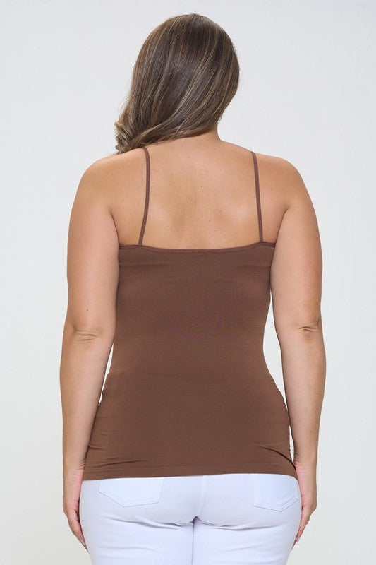 Yelete Seamless Long Spaghetti Strap Long Camisole Top