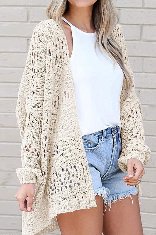 EG fashion Crochet Dolman Knit Sleeve Cardigan