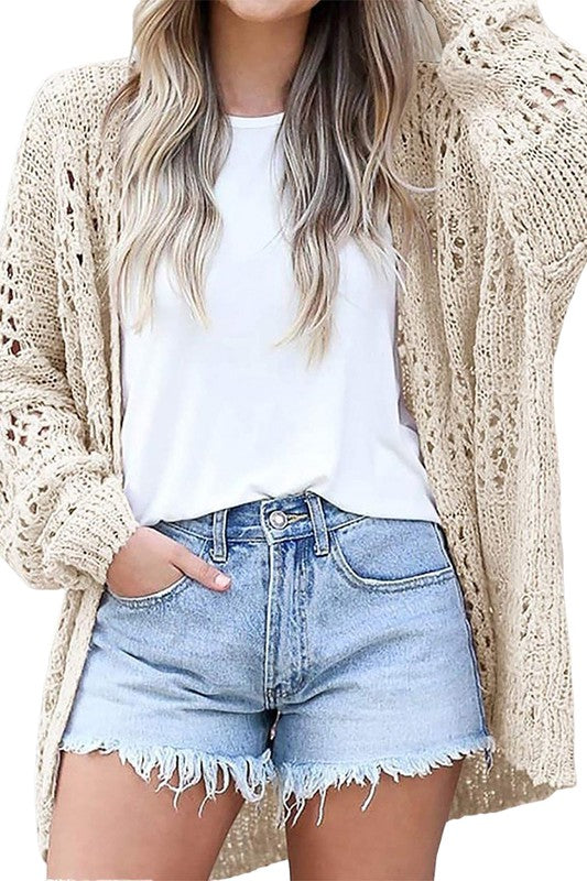 EG fashion Crochet Dolman Knit Sleeve Cardigan