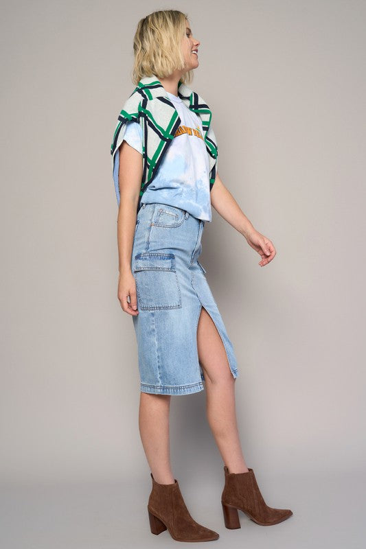 Insane Gene HIGH RISE FRONT SLIT CARGO SKIRT