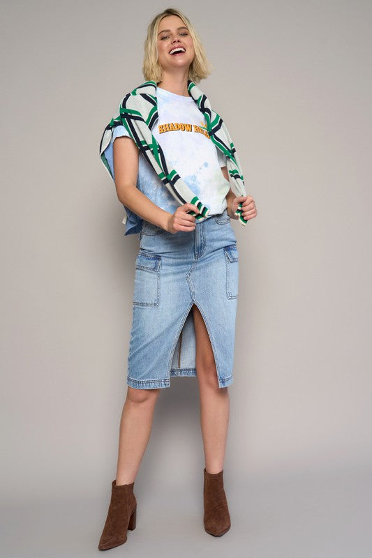 Insane Gene HIGH RISE FRONT SLIT CARGO SKIRT