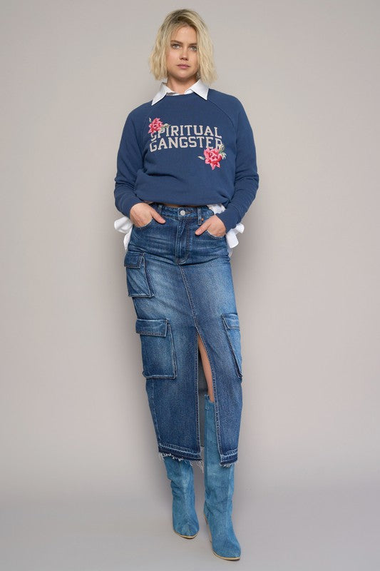 Denim Lab USA CARGO POCKET LONG SKIRT