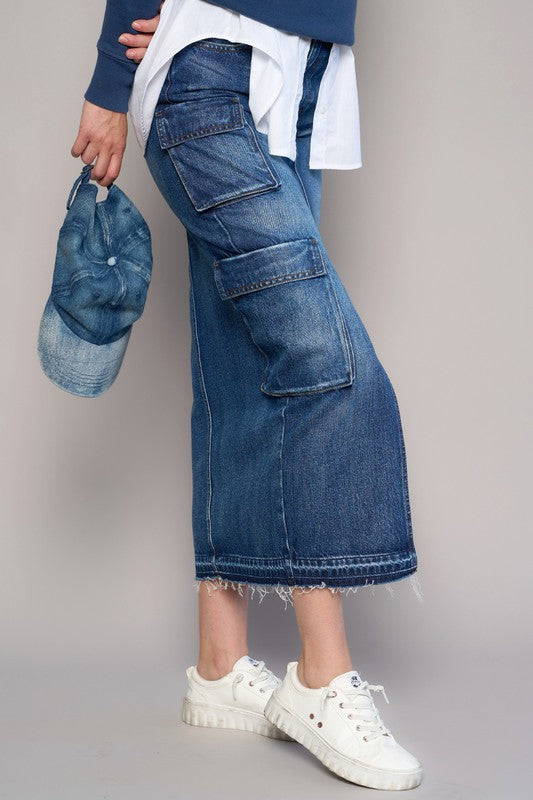Denim Lab USA CARGO POCKET LONG SKIRT