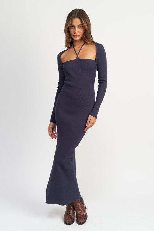 Emory Park HALTER NECK MAXI DRESS WITH SLIT