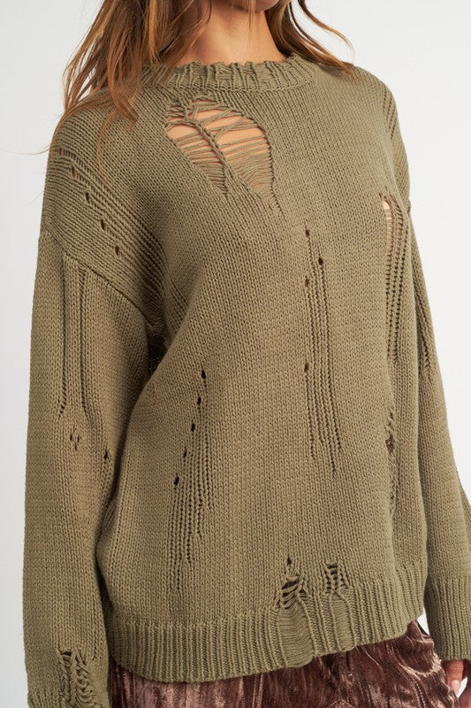Emory Park DISTRESSED OVERSIZED SWEATER
