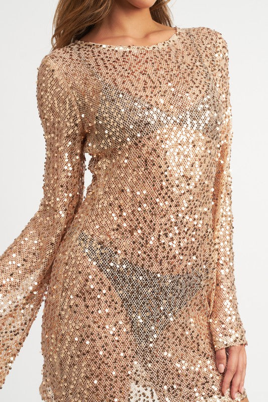 Emory Park BELL SLEEVE SEQUINS MINI DRESS