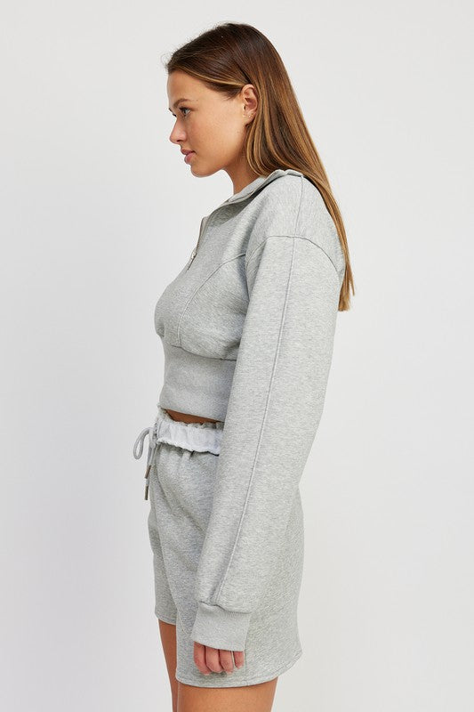 Emory Park ZIPPER MOCK NECK CROPPED SWEATSHIRT