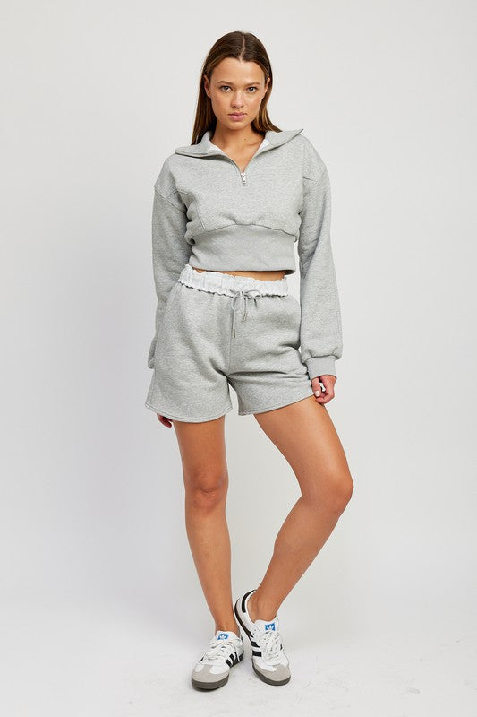 Emory Park ZIPPER MOCK NECK CROPPED SWEATSHIRT