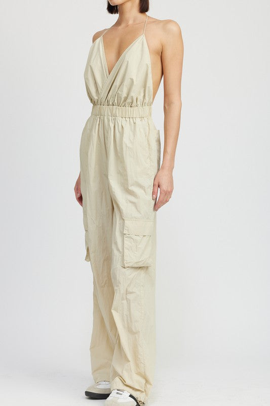 Emory Park SPAGHETTI STRAP CARGO JUMPSUIT
