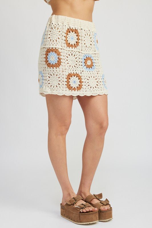 Emory Park HIGH WAIST CROCHET MINI SKIRT