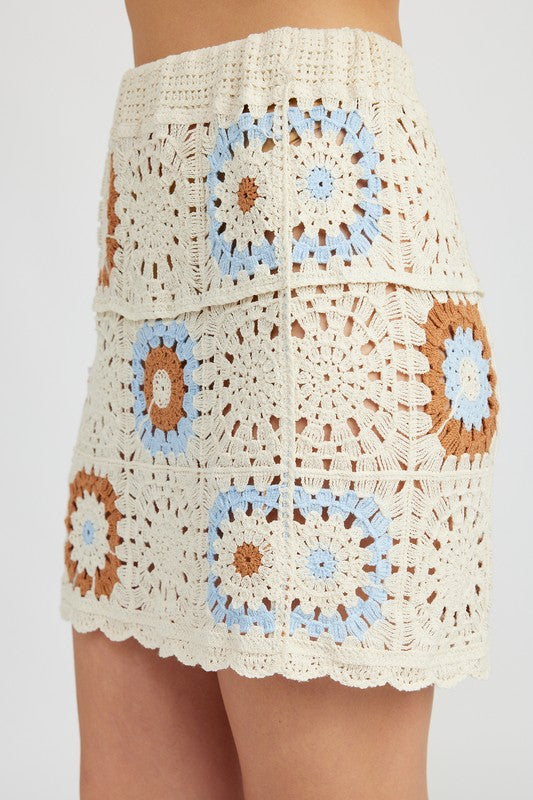 Emory Park HIGH WAIST CROCHET MINI SKIRT