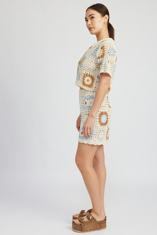Emory Park HIGH WAIST CROCHET MINI SKIRT