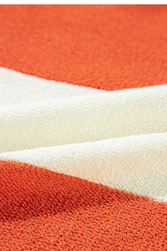 SHEWIN Colorblock V Neck Side Slits Sweater