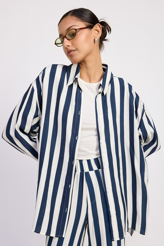 Emory Park RELAXED FIT VERTICAL STRIPE BUTTON UP SHIRT