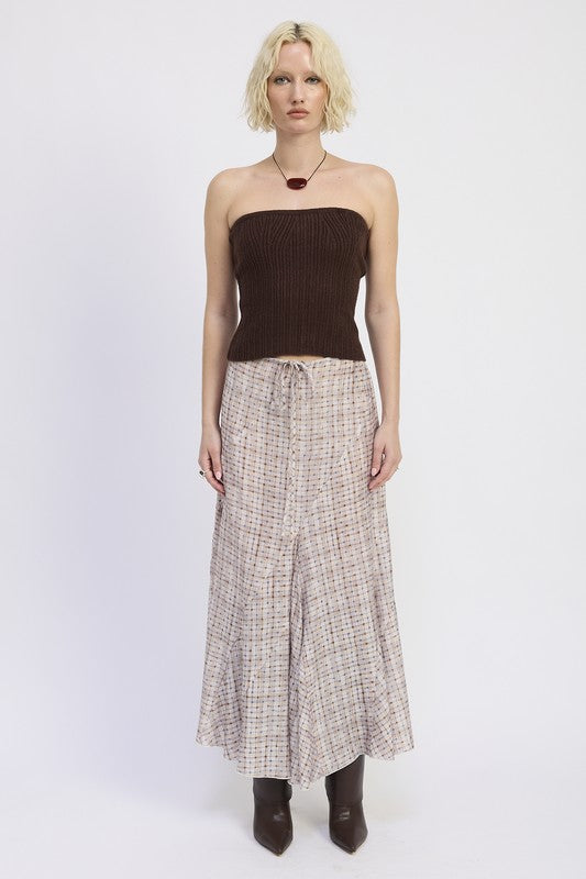 Emory Park DRAWSTRING MAXI SKIRT WITH ASYMMETRICAL SEAMS