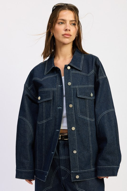 Emory Park OVERSIZED TWILL BUTTON UP JACKET