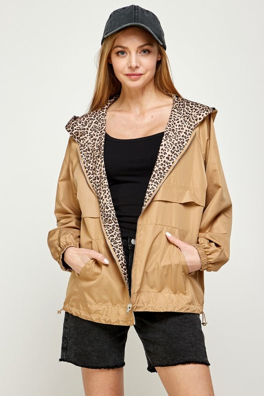 Sweet Generis REVERSIBLE CONTRAST PRINT ZIP UP WINDBREAKER HOODIE