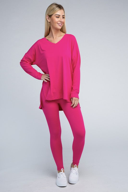 ZENANA Brushed DTY Microfiber Loungewear Set